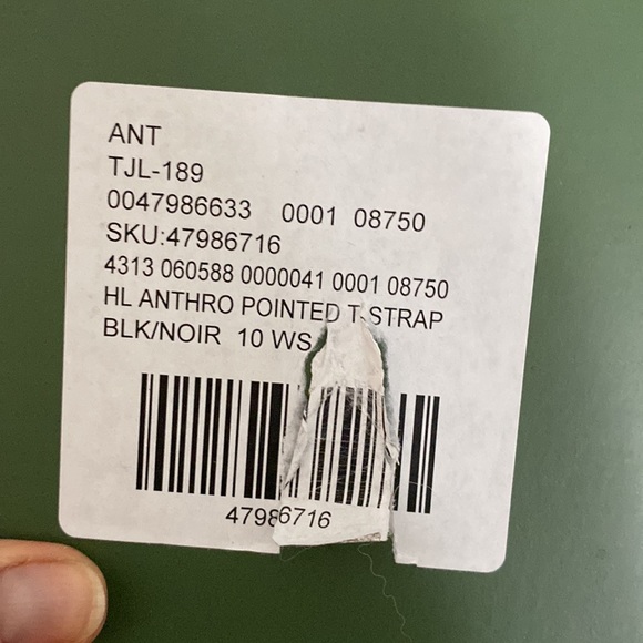 Anthropologie Pointed T-Strap Black Suede Rhinestone Heels - Picture 9 of 15